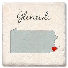 Load image into Gallery viewer, Tipsy Coasters &amp; Gifts - Custom Love Your Town State Silhouette Heart Coaster: Ceramic
