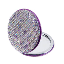 Load image into Gallery viewer, Chic Couture Inc - Circle Ceramic Rhinestone Folding Makeup Mirror M0449: White
