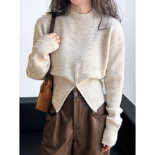 Load image into Gallery viewer, VividLux - Crew Neck Pullover Zipper Design Short Sweater: Grey / One size
