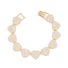 Load image into Gallery viewer, PinktownUSA - Chain Bracelet Gold Pave Heart Link for Women: Clear / Gold / 8.2 inches
