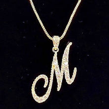 Load image into Gallery viewer, Diacly - Cursive Initial Alphabet Letter Monogram CZ Pendant Small-Gold: Q
