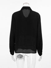 Load image into Gallery viewer, FurDecoration - Long Sleeves Loose Pleated Split-Joint Lapel Blouses&amp;Shirts Tops: BLACK / L

