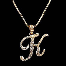 Load image into Gallery viewer, Diacly - Cursive Initial Alphabet Letter Monogram CZ Pendant Small-Gold: H
