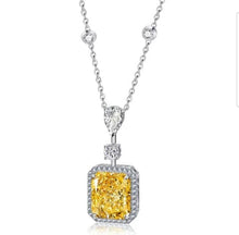 Load image into Gallery viewer, Diamond Veneer Travel Jewelry - Radiant Diamond Veneer Cubic Zirconia halo Pendant Necklace. 800P101: Clear / 5CT(12x9mm)
