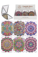 Load image into Gallery viewer, Cap Zone - Glittery Mosaic Mandala Compact Mirror - 12 Pcs: ASSORTED / ONE SIZE
