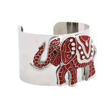 Load image into Gallery viewer, PinktownUSA - Bracelet DST Red Elephant Tribal Cuff for Women: Red / Rhodium / Adjustable
