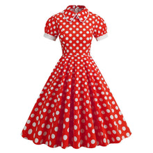 Load image into Gallery viewer, SALINA TRADING INC - Vintage Dotted A-Line Dress With Peter Pan Collar: Light Blue with White Dots / S

