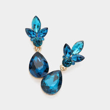 Load image into Gallery viewer, Sensibling Corp. - Teardrop Stone Cluster Dangle Evening Earrings: Gold AB
