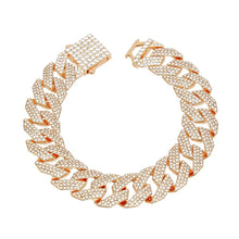 Load image into Gallery viewer, PinktownUSA - Bracelet Gold Iced Diamond Cuban Chain for Women: Clear / Gold / 8 inches
