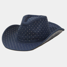 Load image into Gallery viewer, Collections by Fame Accessories - Rhinestone Studded Denim Western Cowboy Hat: BK
