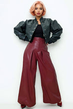 Load image into Gallery viewer, N by Nancy - GF1288 PLEATED FAUX LEATHER PANTS (RED, OLIVE): OLIVE / S
