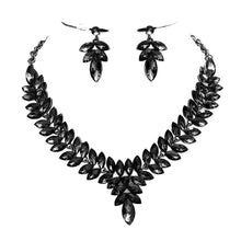 Load image into Gallery viewer, Diacly - Floral Leaves Crystal Casting Necklace set.: Silver-Fuchsia
