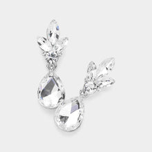 Load image into Gallery viewer, Sensibling Corp. - Teardrop Stone Cluster Dangle Evening Earrings: Fuchsia
