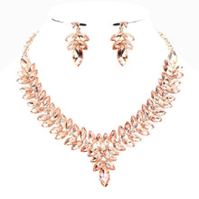 Load image into Gallery viewer, Diacly - Floral Leaves Crystal Casting Necklace set.: Silver-Fuchsia
