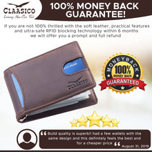 Load image into Gallery viewer, Claasico - Small bifold leather money clip wallet with pull strap: Black
