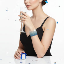 Load image into Gallery viewer, PinktownUSA - Bangle Blue Ombre Rhinestone 12 Row Bracelet: Color: Blue / Plating: Rhodium / Size: Stretch to Fit
