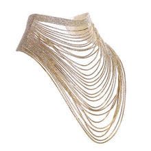 Load image into Gallery viewer, Western Fashion - Choker Rhinestone, 30 Lines, Drape: Rose Gold
