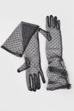 Load image into Gallery viewer, 3AM BY H&amp;D ACCESSORIES - LONG POLKA DOT MESH GLOVES: BLACK

