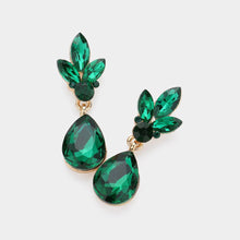Load image into Gallery viewer, Sensibling Corp. - Teardrop Stone Cluster Dangle Evening Earrings: Green
