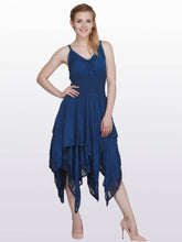 Load image into Gallery viewer, Wevez - Women's Embroidered Spaghetti Strap Asymmetrical Hem Dress
