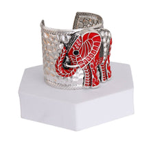 Load image into Gallery viewer, PinktownUSA - DST Red Elephant Rhinestone Cuff: Red / Burnished Silver / Adjustable
