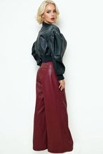 Load image into Gallery viewer, N by Nancy - GF1288 PLEATED FAUX LEATHER PANTS (RED, OLIVE): OLIVE / S
