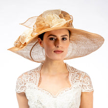 Load image into Gallery viewer, KaKyCo - 119061 Two Tone String Floppy Sinamay Hat: Dark Blue / Ivory
