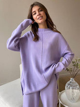 Load image into Gallery viewer, ShieldChic - Loose Solid Color High-Neck Sweater Tops&amp;Pants Suits: GREEN / M
