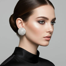 Load image into Gallery viewer, PinktownUSA - Clip On Oversized Domed Clear Rhinestone Earrings: Color: Clear / Plating: Gold / Size: 1.65 inches
