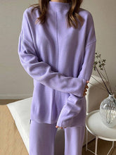 Load image into Gallery viewer, ShieldChic - Loose Solid Color High-Neck Sweater Tops&amp;Pants Suits: GREEN / M
