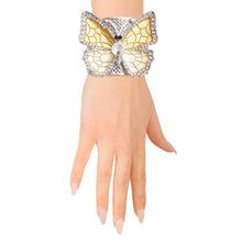 Load image into Gallery viewer, PinktownUSA - Rigid Metal Yellow Butterfly Cuff: Color: Animal Print / Plating: Rhodium / Size: Adjustable

