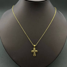 Load image into Gallery viewer, Mio Queena - 18K Gold Plated Stainless Steel Cross Charm Necklace - FGS: Steel color
