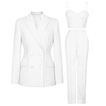 Load image into Gallery viewer, Productseeker - SET062 Elegant Women’s Suit Set: Blazer, Bra Top, &amp; Pants: Rose Red / English / M
