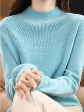 Load image into Gallery viewer, VividLux - Office Raglan Sleeve Hollow Solid Color High-Neck Sweater Tops: ORANGE / M
