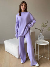 Load image into Gallery viewer, ShieldChic - Loose Solid Color High-Neck Sweater Tops&amp;Pants Suits: GREEN / M
