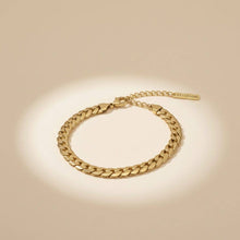 Load image into Gallery viewer, PinktownUSA - Mens 8mm Gold 18K Steel Miami Chain Bracelet: Color: Gold / Plating: Stainless Steel / Size: 6.5 + 1.5 inches
