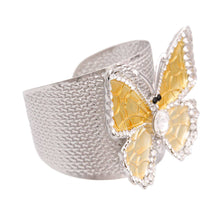 Load image into Gallery viewer, PinktownUSA - Rigid Metal Yellow Butterfly Cuff: Color: Animal Print / Plating: Rhodium / Size: Adjustable
