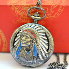 Load image into Gallery viewer, WoodWristCo - New Bronze Vintage Retro Wall Indian Pattern Pocket Watch: Silver
