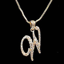 Load image into Gallery viewer, Diacly - Cursive Initial Alphabet Letter Monogram CZ Pendant Small-Gold: R
