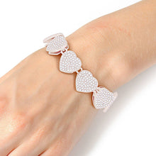 Load image into Gallery viewer, PinktownUSA - Chain Bracelet Silver Pave Heart Link for Women: Clear / Rhodium / 8.2 inches
