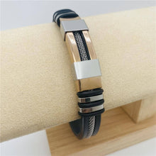 Load image into Gallery viewer, Mio Queena - Men's Silicone Titanium Steel  Bracelet - MJ/BC: Silver
