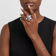 Load image into Gallery viewer, PinktownUSA - Cocktail Ring Mixed Purple Teardrop Crystal Flower: Color: Light Purple / Plating: Gold / Size: Stretch to Fit
