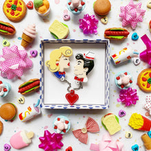Load image into Gallery viewer, Lipstick &amp; Chrome - Belle &amp; Beau Kiss Rockabilly Brooch
