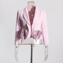Load image into Gallery viewer, Productseeker - SET107 Rose Blazer &amp; Pleated Skirt Set: Pink / English / L

