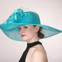 Load image into Gallery viewer, KaKyCo - Rose Veil Trim Off Face Floppy Sinamay Hats | 117145: YELLOW
