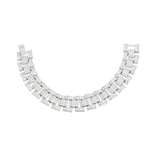 Load image into Gallery viewer, PinktownUSA - Iced Silver Watch Band Chain Bracelet: Clear / Rhodium / 8 inches
