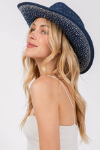 Load image into Gallery viewer, Collections by Fame Accessories - Rhinestone Studded Denim Western Cowboy Hat: LDN
