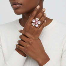 Load image into Gallery viewer, PinktownUSA - Cocktail Ring Pink Teardrop Crystal Flower Design: Color: Pink / Plating: Gold / Size: Stretch to Fit
