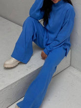 Load image into Gallery viewer, ShieldChic - Loose Solid Color High-Neck Sweater Tops&amp;Pants Suits: GREEN / M
