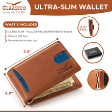 Load image into Gallery viewer, Claasico - Small bifold leather money clip wallet with pull strap: California Dessert
